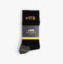 STB Thermal Work Socks UK 6-11 front view, black with grey accents, insulated and reinforced heel and toe.