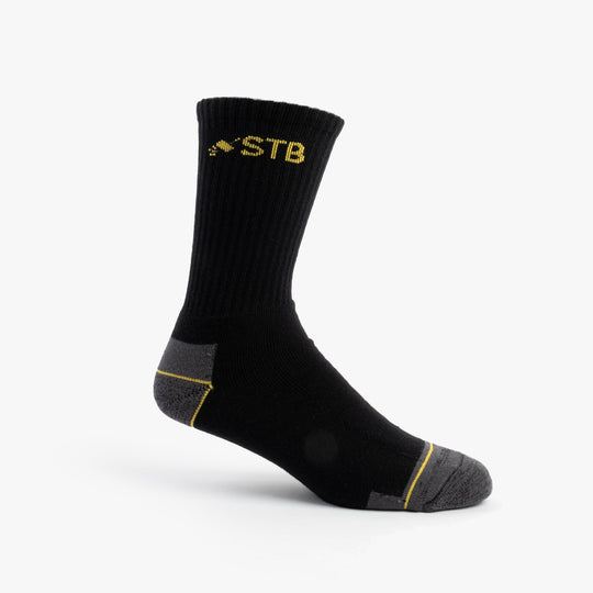 STB Thermal Work Socks UK 6-11 side view black and grey thermal socks with reinforced heel and toe