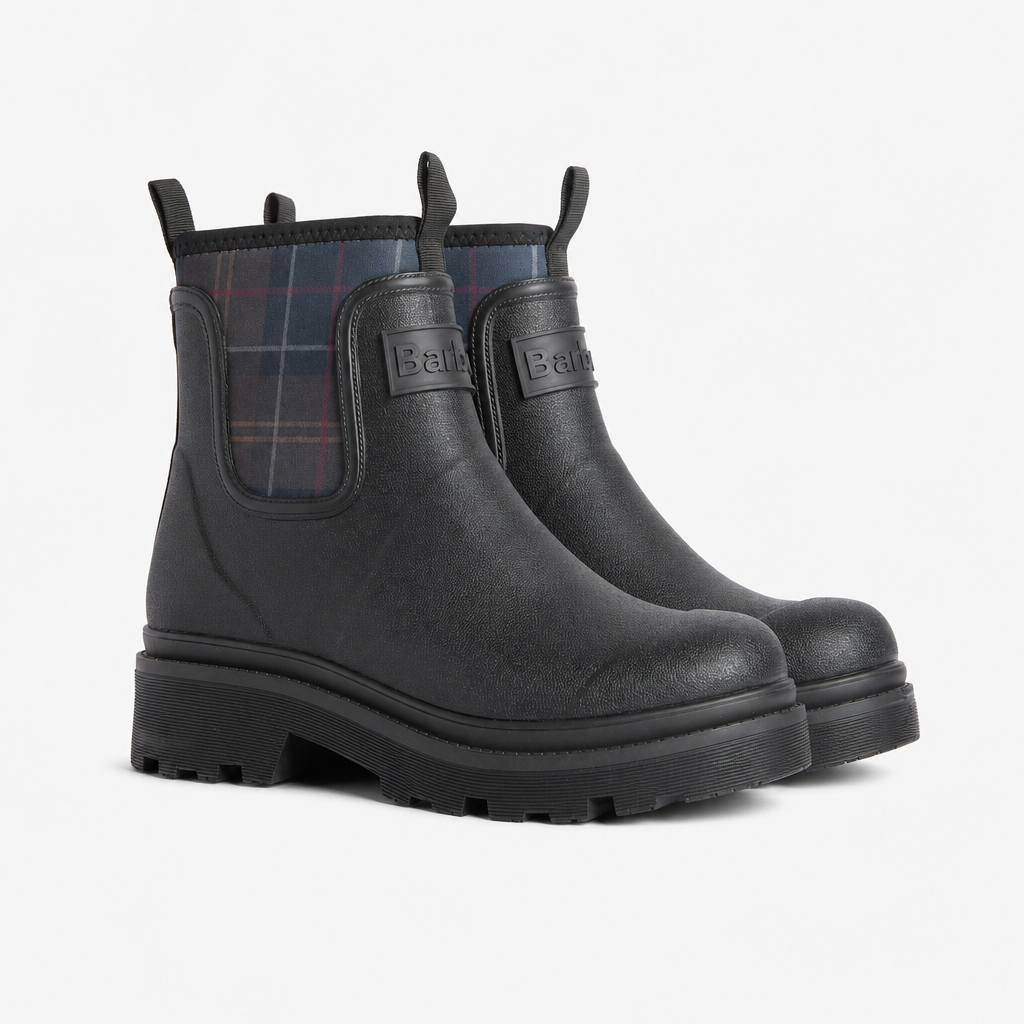 Barbour CYNTHIA CHELSEA Womens Wellingtons Black/Shadow Tartan