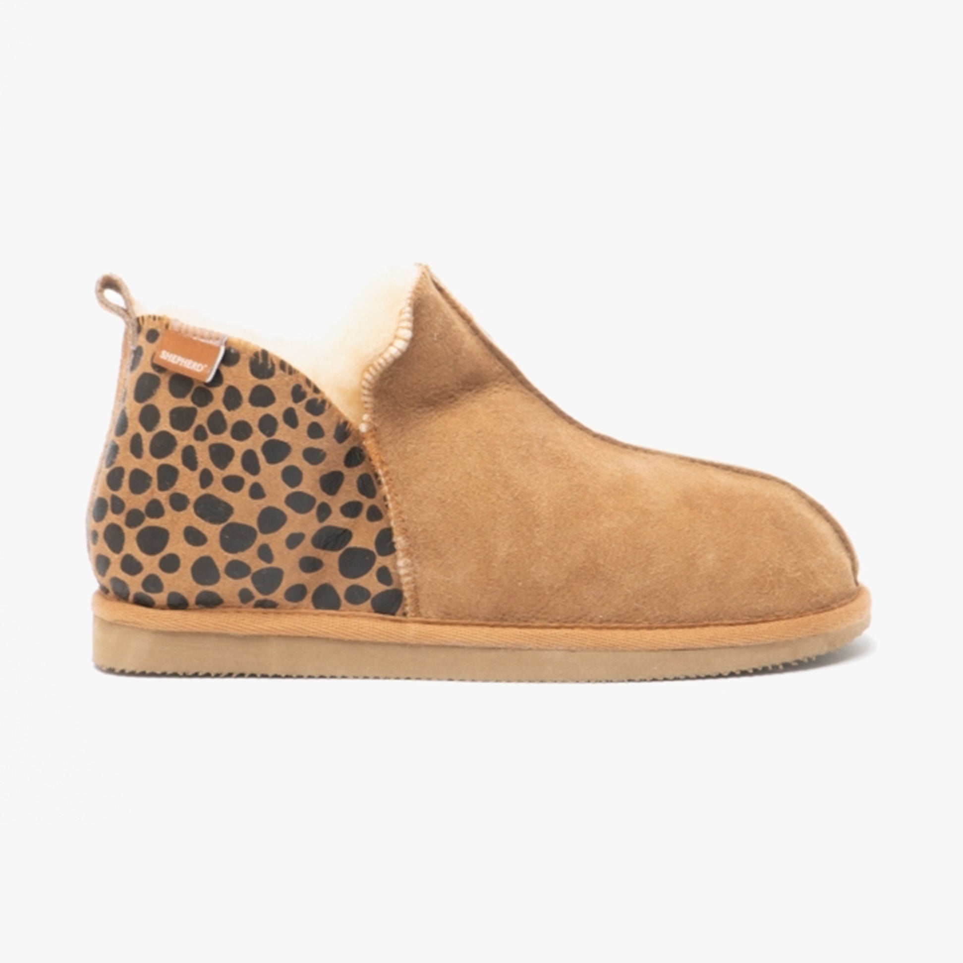 Shepherd ANNIE Womens Sheepskin Slipper Boots Leopard/Chestnut