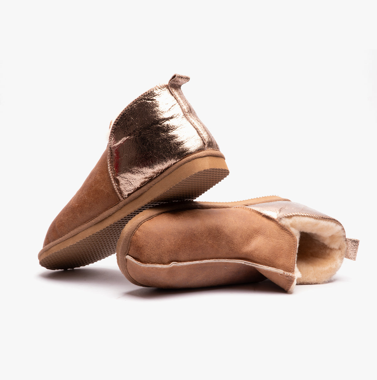Shepherd ANNIE Womens Sheepskin Slipper Boots Cognac/Gold