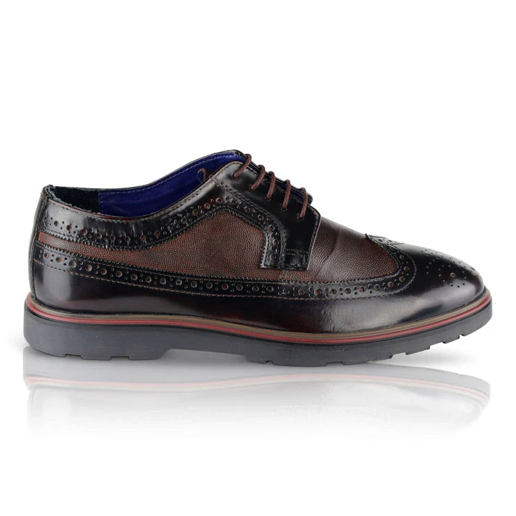 Silver Street London SOHO Mens Brogues Oxblood side view showcasing leather upper and lace-up design.
