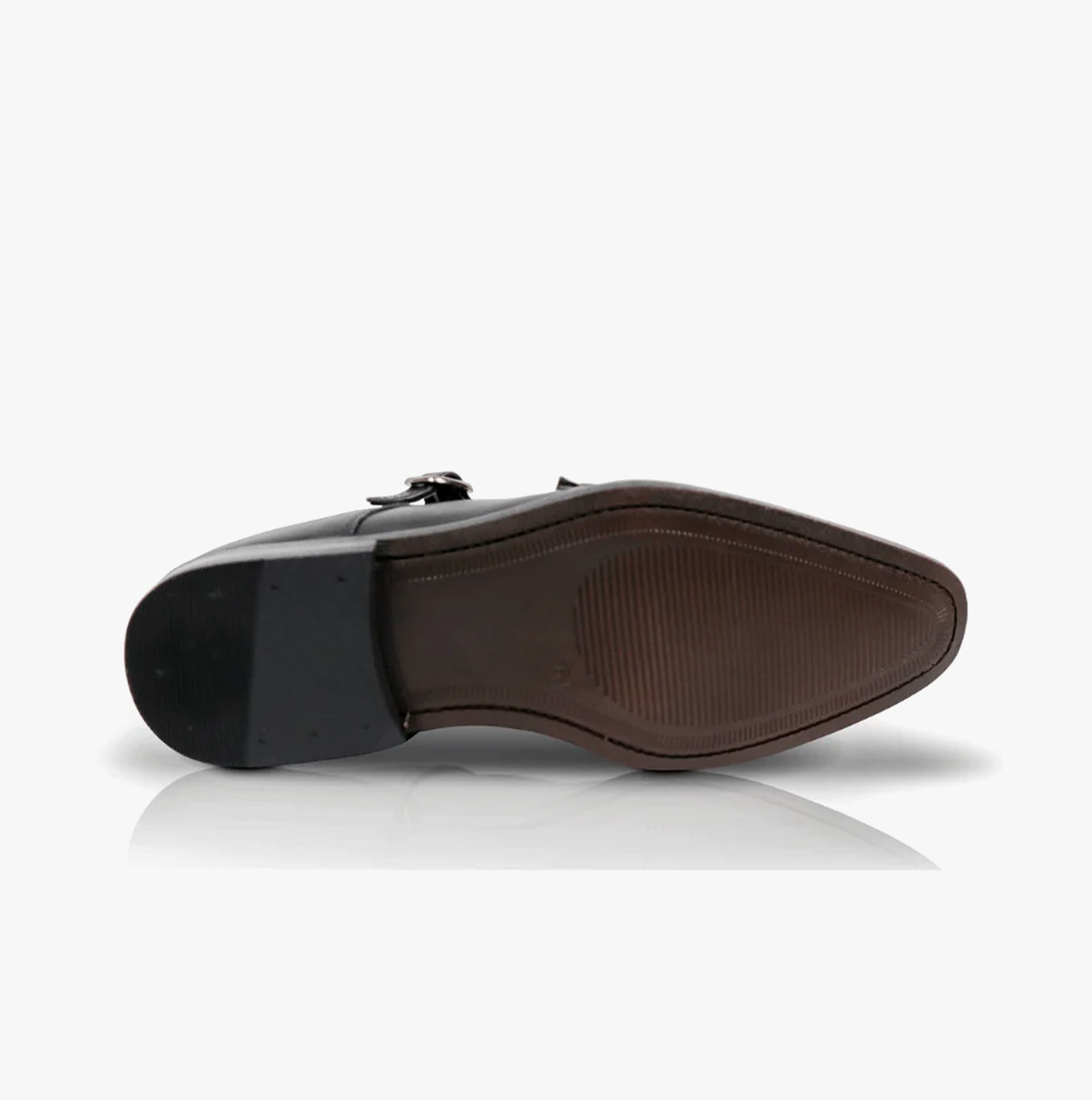 Silver Street London BOURNE Mens Shoes Black bottom view showcasing rubber sole and detailing.