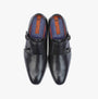 Silver Street London BOURNE Mens Shoes Black top view showing leather upper, buckle closure and chisel toe shape.