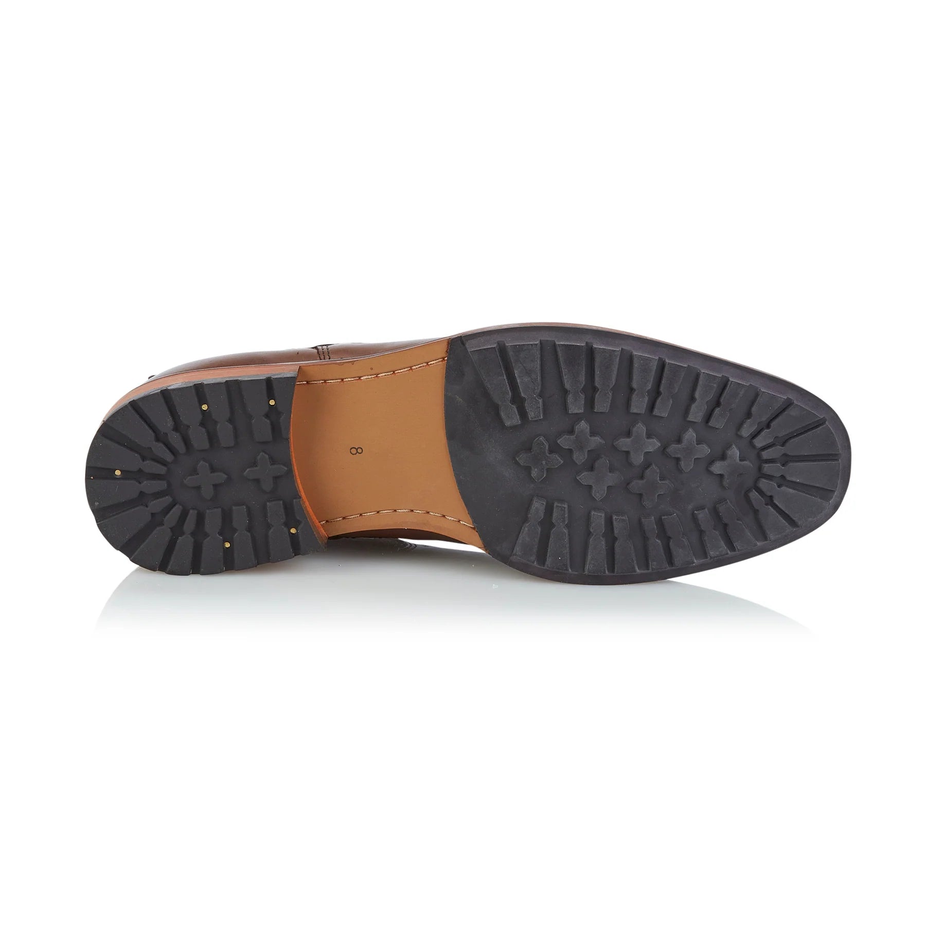 Silver Street London ARGYLL Mens Chelsea Boots Brown sole view showing rubber sole details and traction pattern.