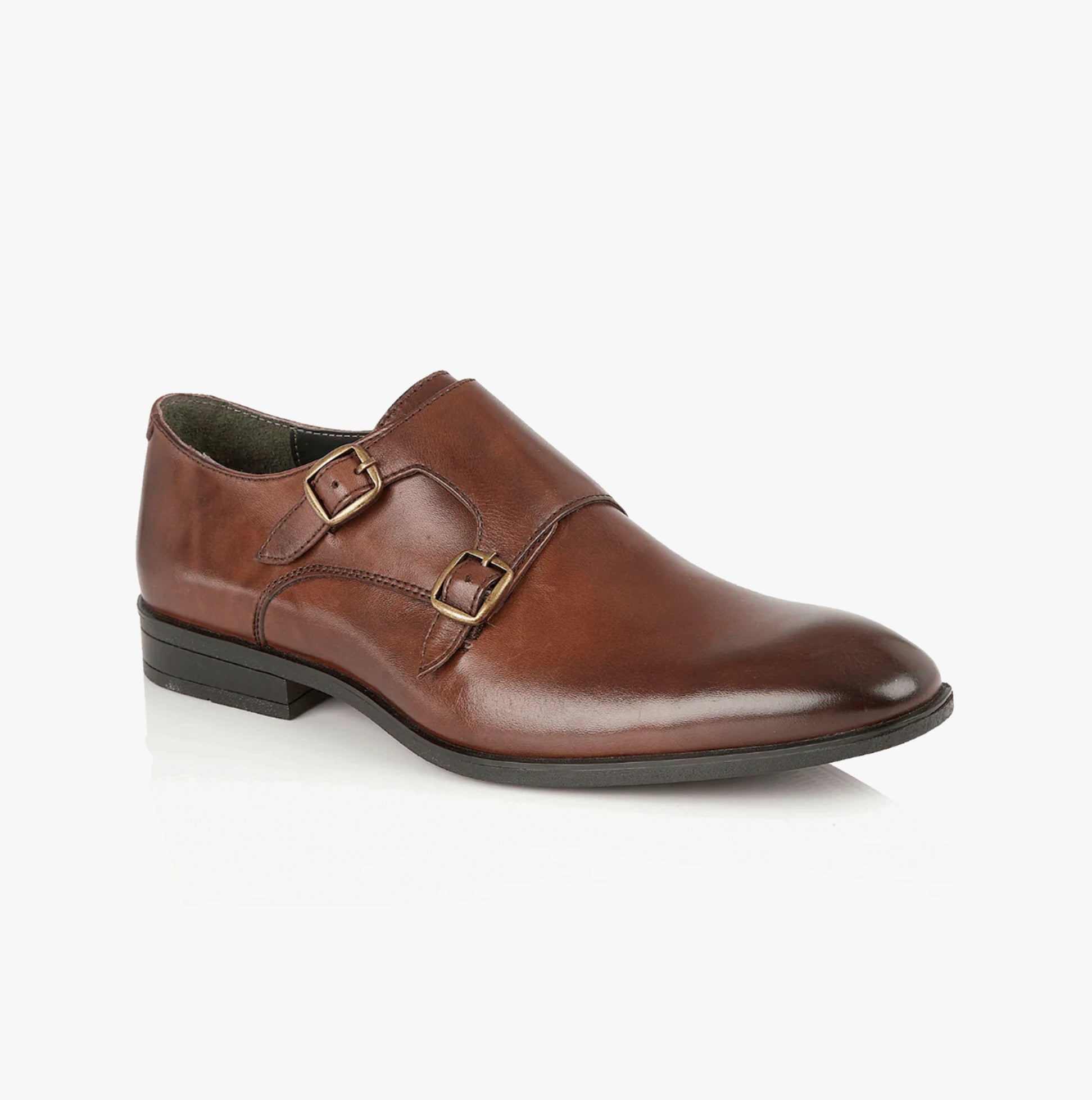 Silver Street London BOURNE Mens Shoes Brown side view showcasing leather upper and buckle detailing.