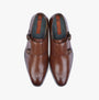 Silver Street London BOURNE Mens Shoes Brown top view showing leather monk strap design.