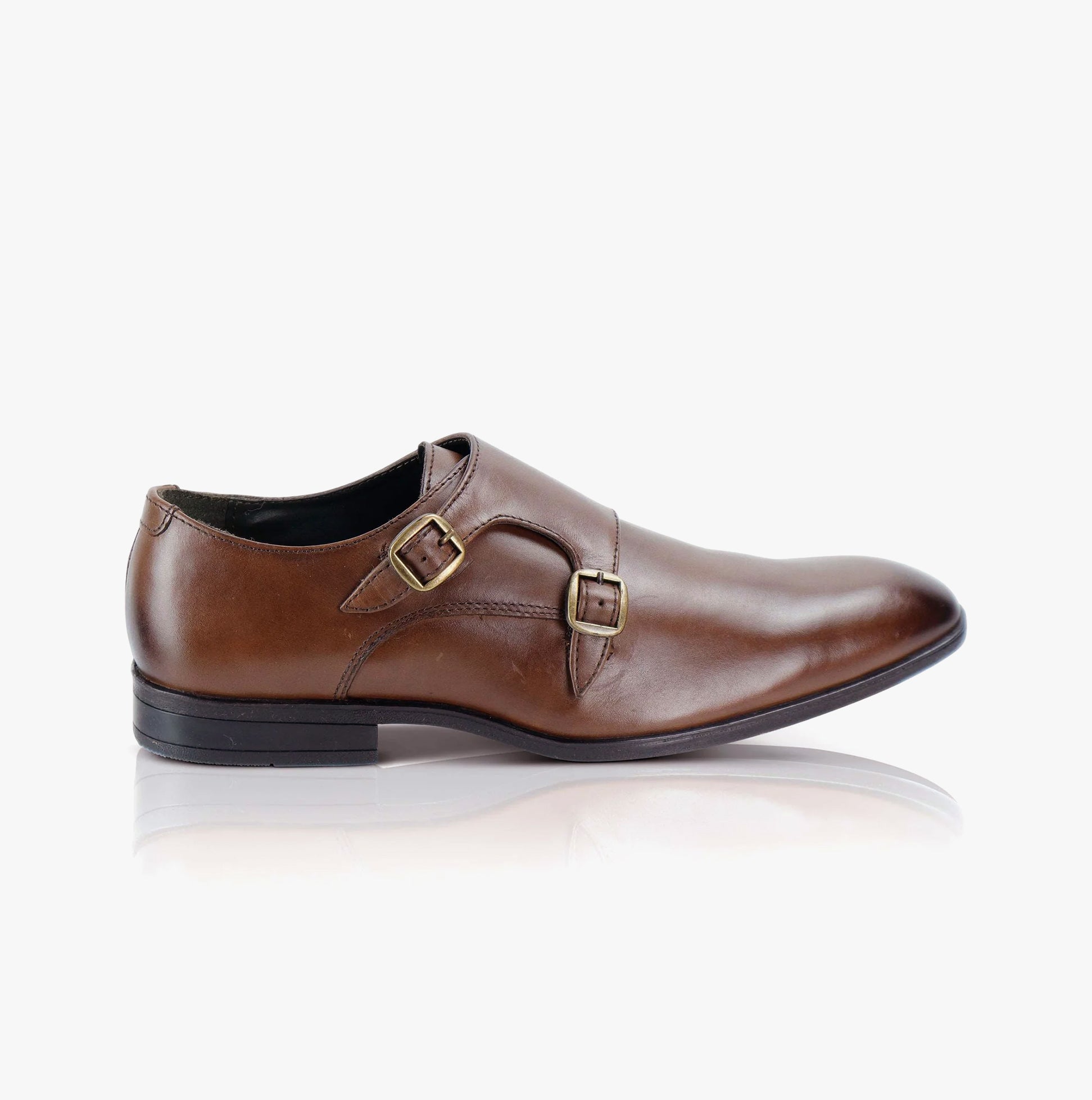 Silver Street London BOURNE Mens Shoes Brown side view featuring leather upper and buckle fastening