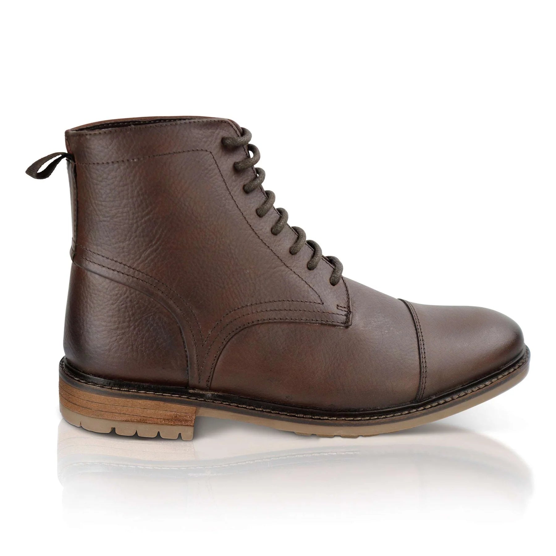 Silver Street London TINTERN Mens Boots Brown side view showcasing leather upper and lace-up design.
