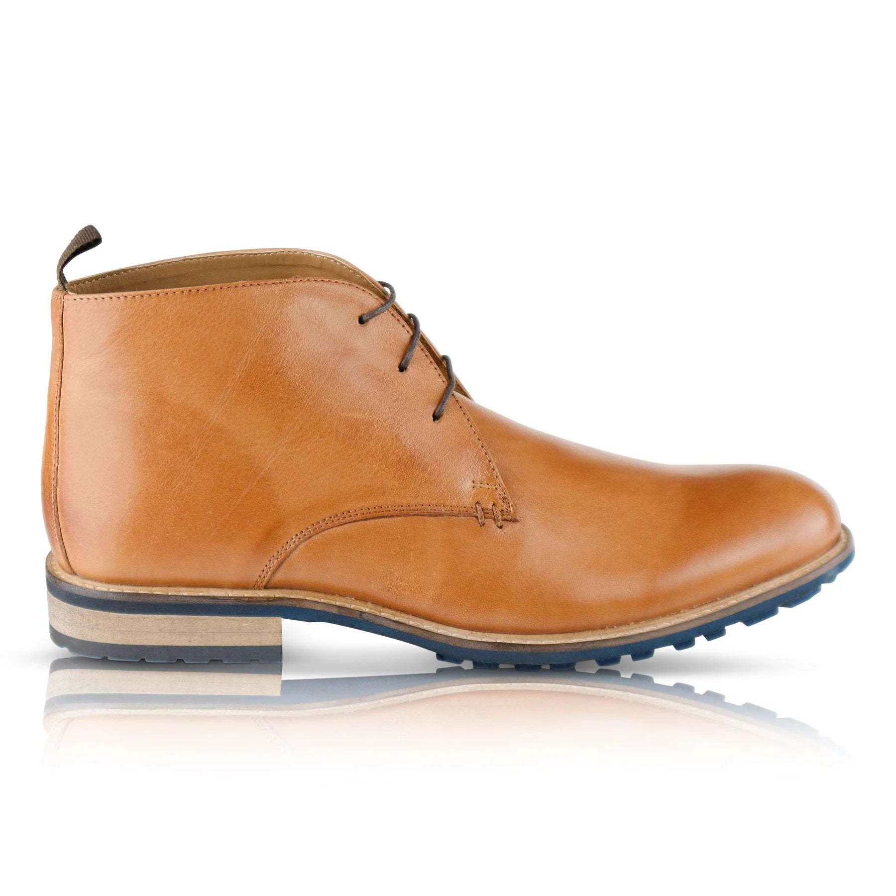 Silver Street London LUDGATE Mens Boots Tan side view showing leather upper and lace-up design