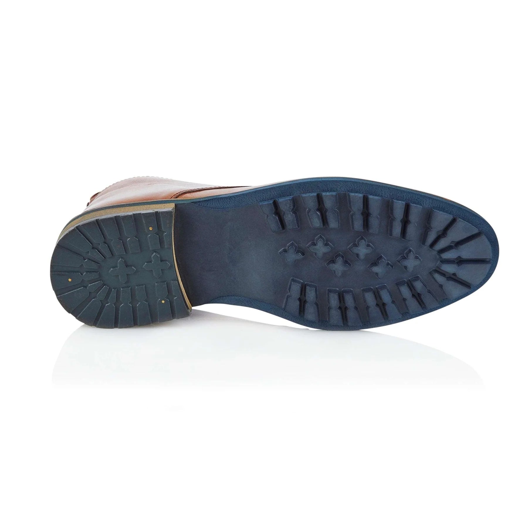 Silver Street London LUDGATE Mens Boots Tan sole view showcasing textured grip and durable material.