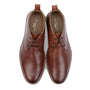 Silver Street London LUDGATE Mens Boots Brown top view showing brown leather chukka boots with lace-up closure.