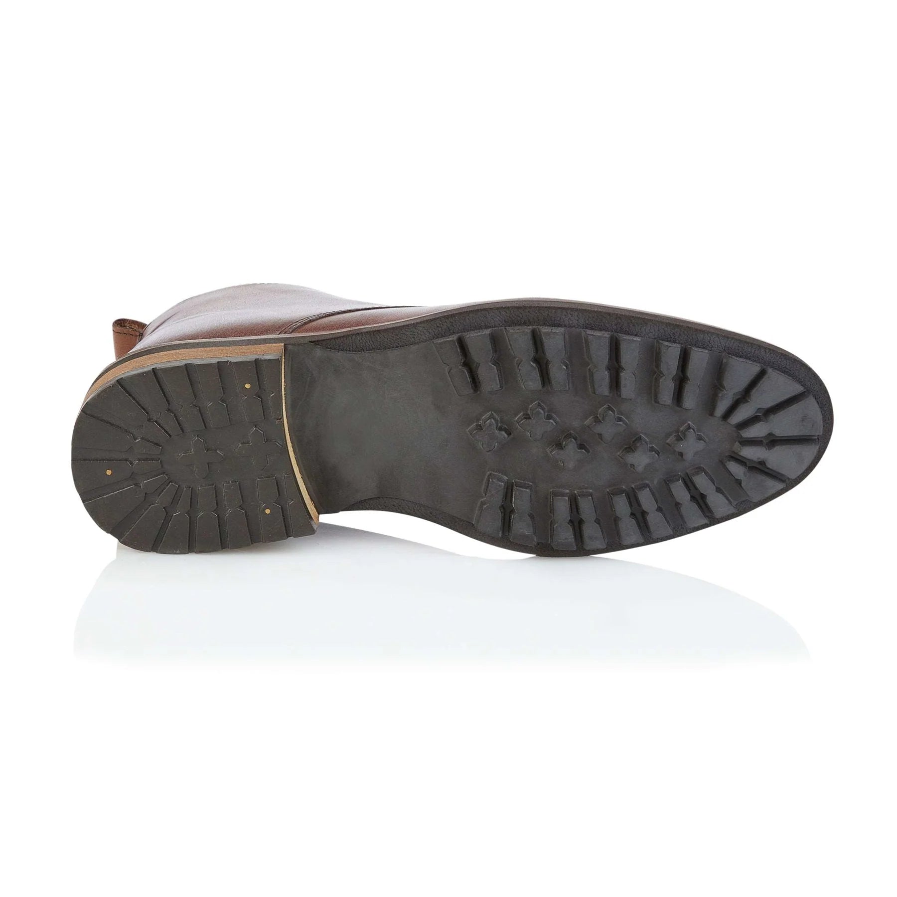 Silver Street London LUDGATE Mens Boots Brown bottom view showcasing textured sole.