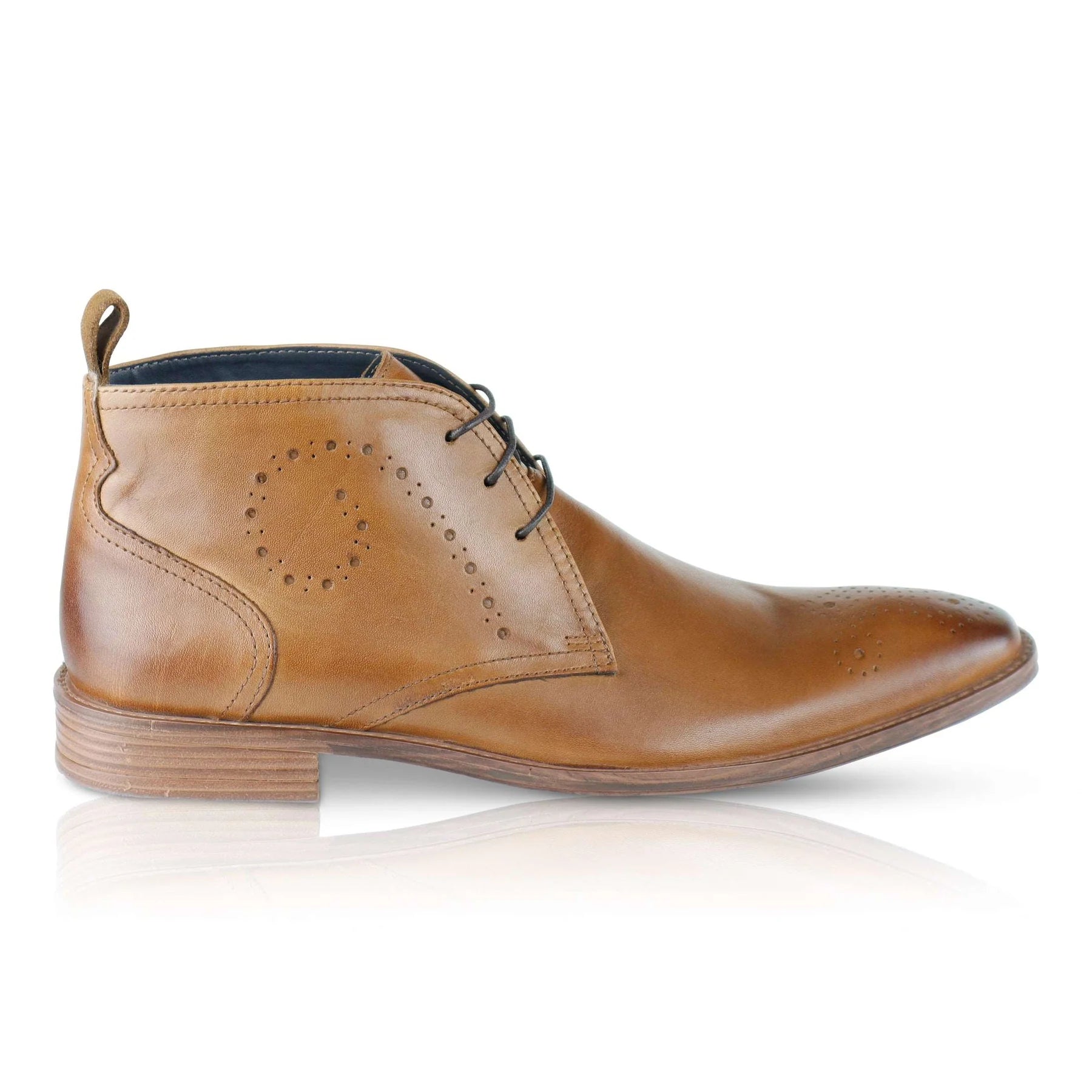 Silver Street London PEMBROKE Mens Boots Tan side view with leather upper and lace-up fastening.