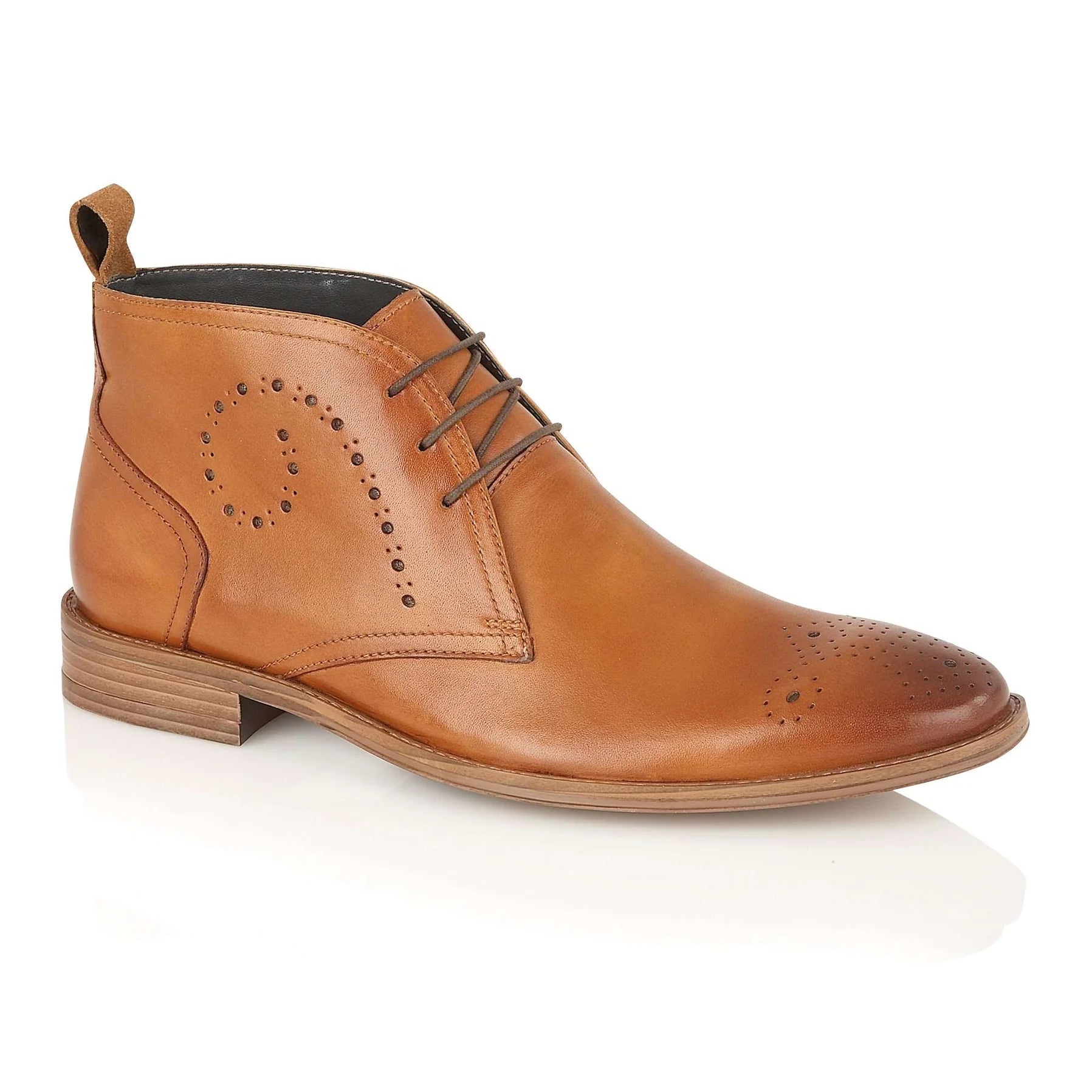 Silver Street London PEMBROKE Mens Boots Tan side view featuring leather upper and lace-up closure
