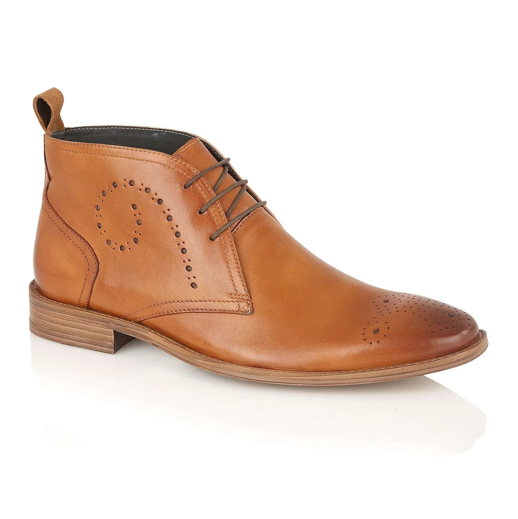 Silver Street London PEMBROKE Mens Boots Tan side view featuring leather upper and lace-up closure