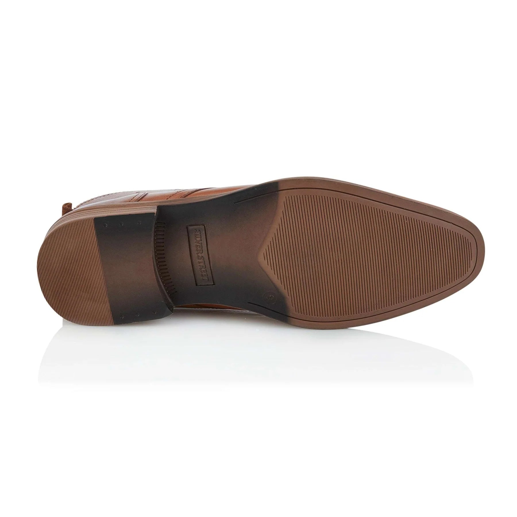 Silver Street London PEMBROKE Mens Boots Tan bottom view showing the textured sole design.