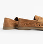 Silver Street London PERTH Mens Loafers Tan side view showcasing suede upper and intricate stitching details.