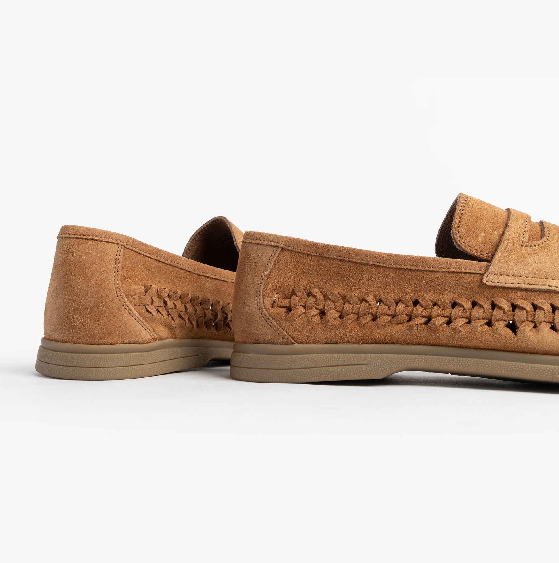 Silver Street London PERTH Mens Loafers Tan side view showcasing suede upper and intricate stitching details.
