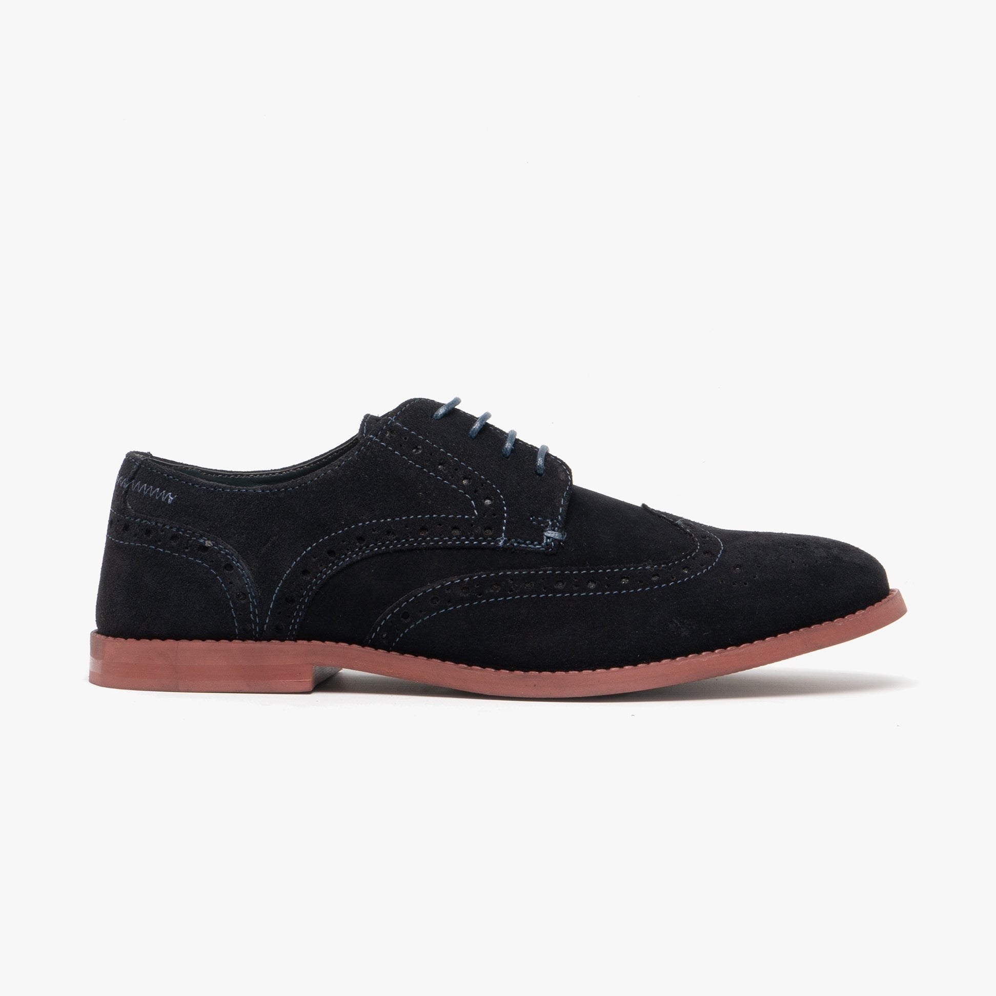 Silver Street London HOBART Mens Suede Brogue Shoes Navy