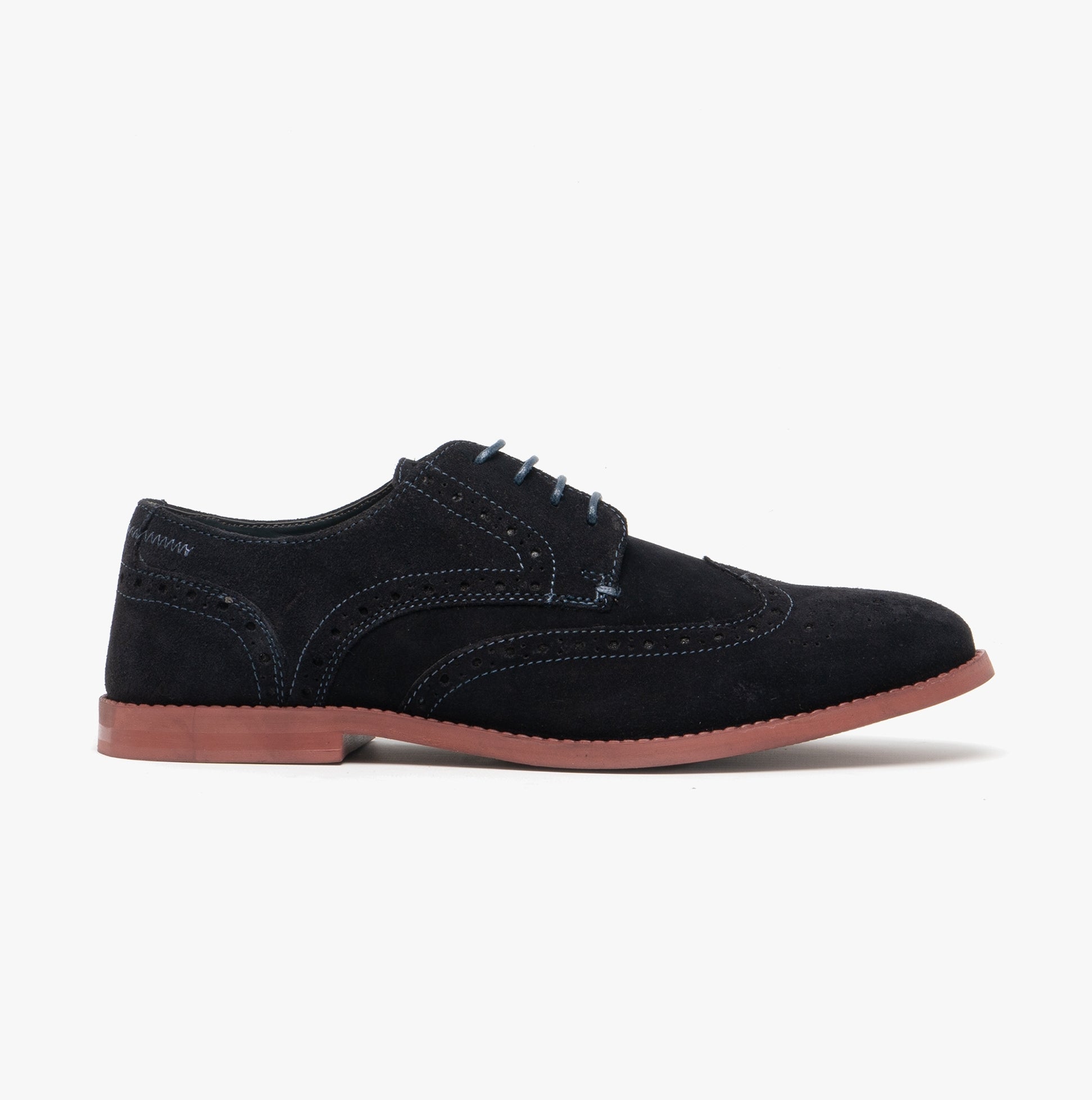 Silver Street London HOBART Mens Suede Brogue Shoes Navy