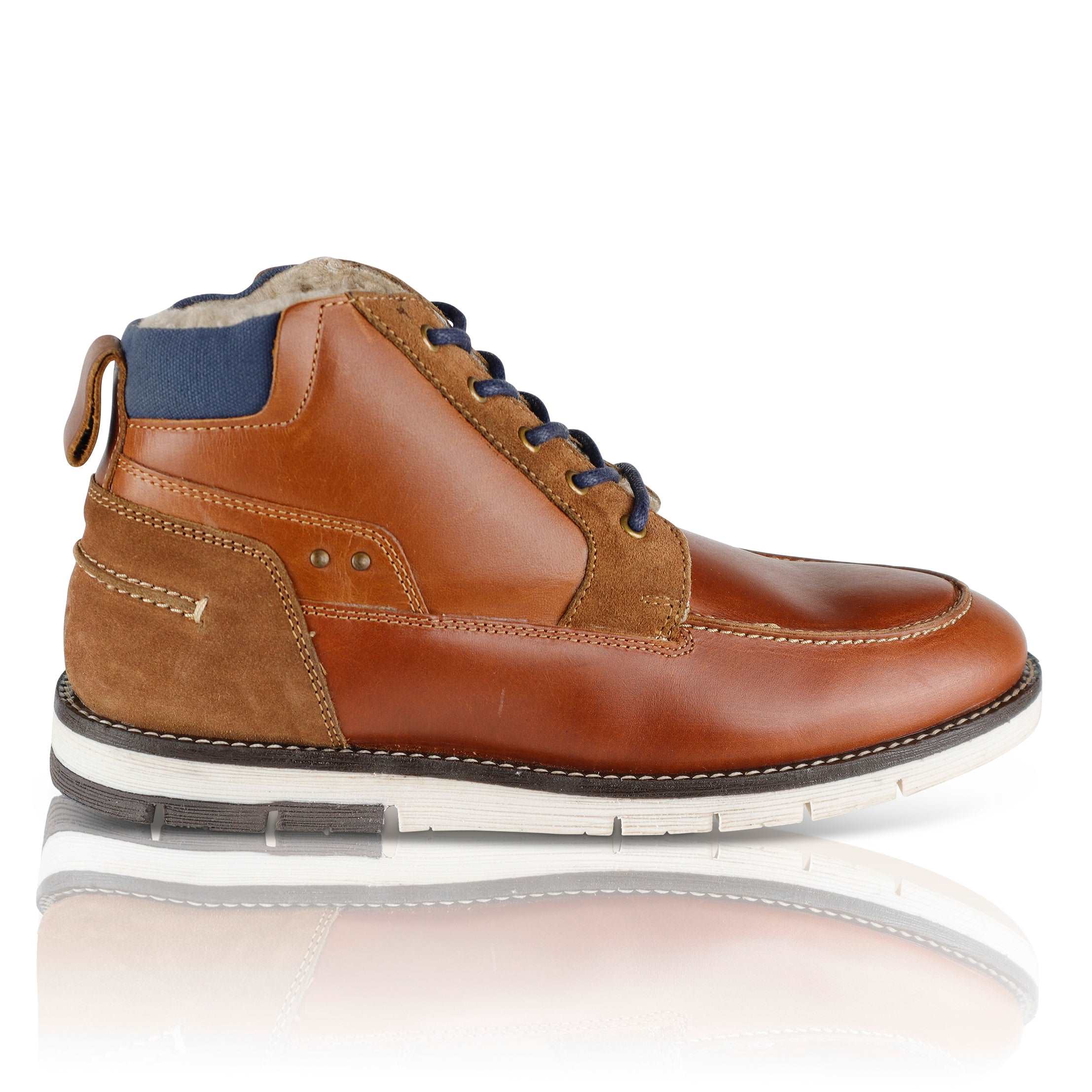 Silver Street London ALGATE Mens Boots Brown side view showcasing leather upper and lace-up closure.