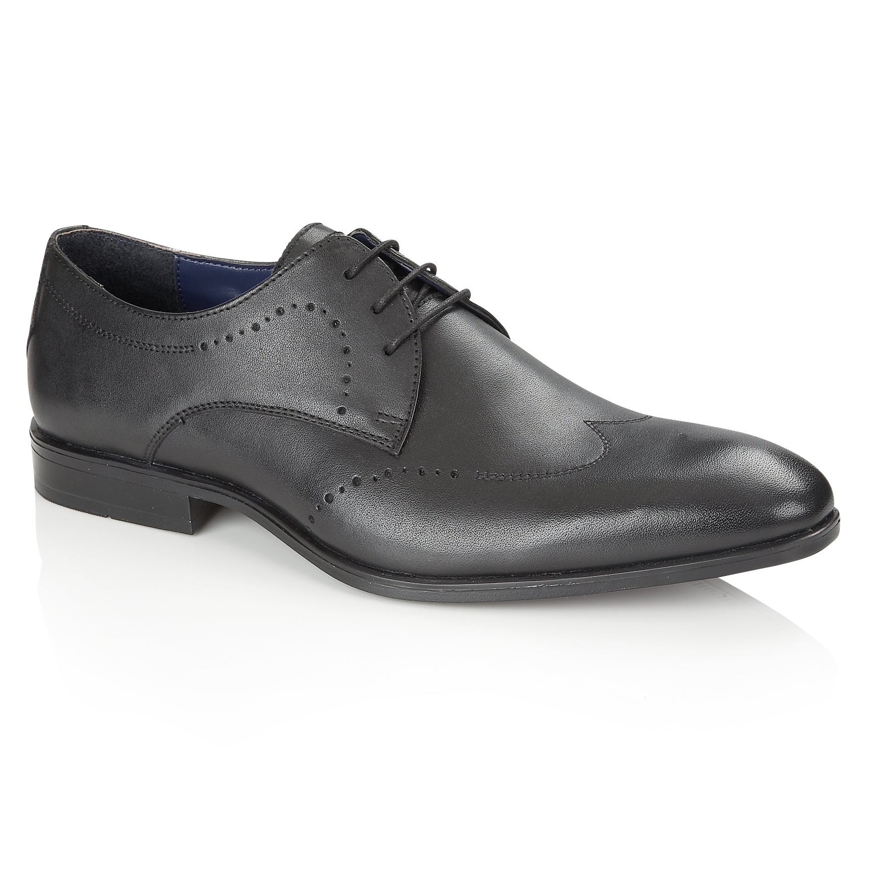 Silver Street London MORTIMER Mens Shoes Black side view showing leather upper and lace-up design.