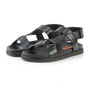 Silver Street London SANTA FE Mens Sandals Black side view showcasing leather upper with slip-on design and rubber sole.