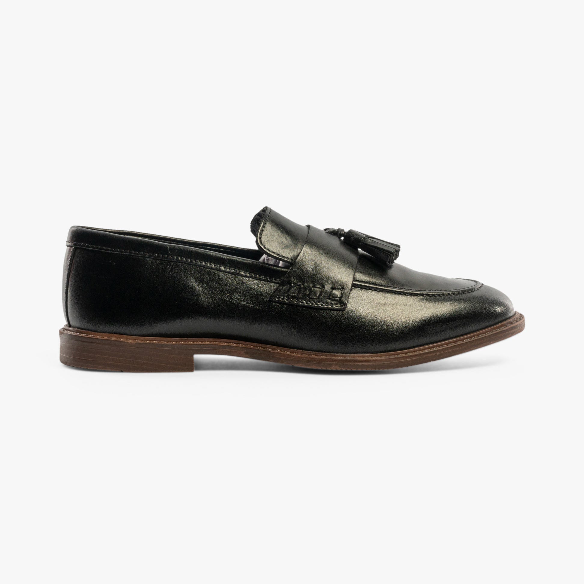 Silver Street London CHARLESTON Mens Loafers Black side view showing leather upper and slip-on design.
