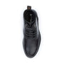 Top view of Silver Street London MANCHESTER Mens Boots Black, stylish biker boots with lace-up closure.