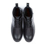 Silver Street London FARRINGDON Mens Boots Black, top view, lace-up, leather biker boots.