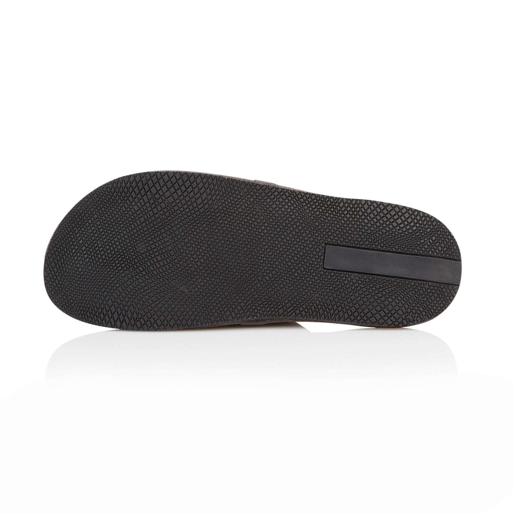 Silver Street London SMITHFIELD Mens Slippers Grey bottom view with rubber sole detail, showing traction design.