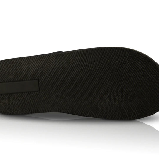 Silver Street London SMITHFIELD Mens Slippers Navy sole view, featuring durable rubber material and textured pattern.