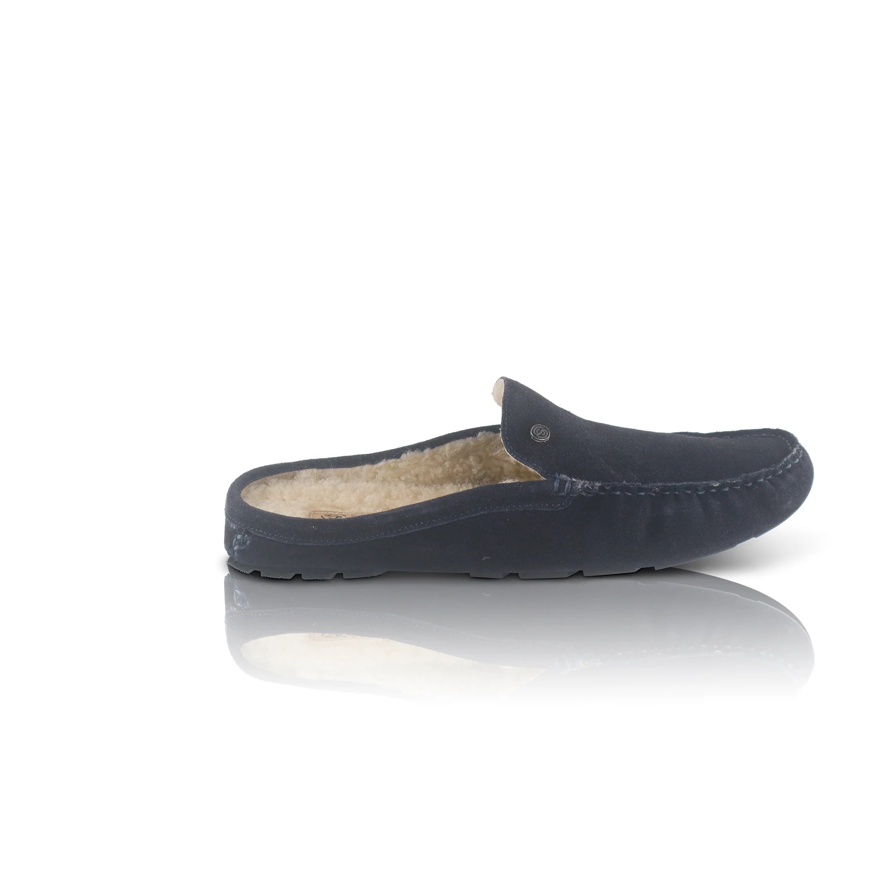 Silver Street London WALBROOK Mens Loafers Navy side view showing suede material and comfort lining.