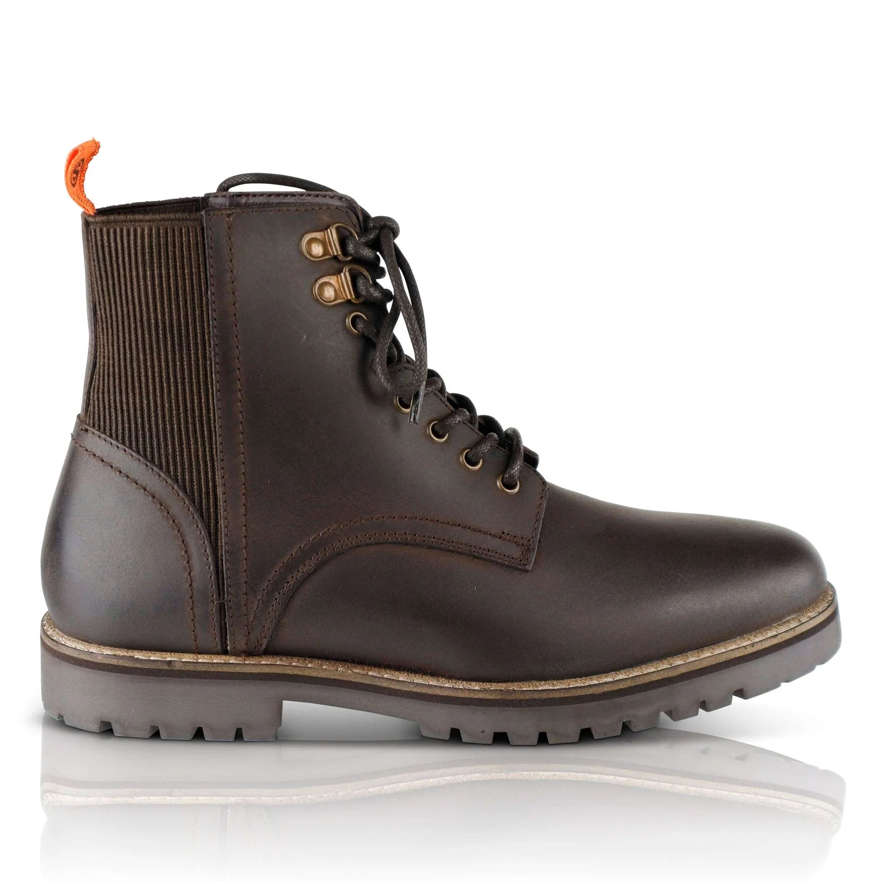 Silver Street London MANCHESTER Mens Boots Brown side view featuring lace-up design and leather upper.