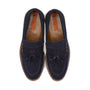 Silver Street London CHARLESTON Mens Loafers Blue top view showing suede upper and tassel details.