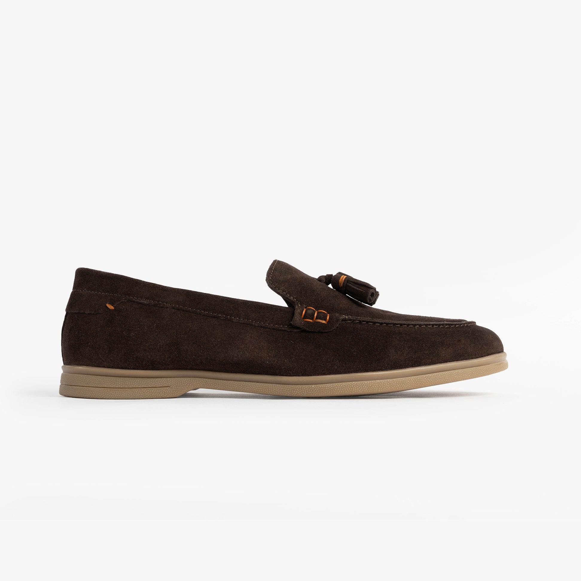 Silver Street London WEMBLEY Mens Loafers Brown side view showcasing suede upper and slip-on design.