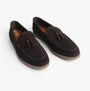 Silver Street London WEMBLEY Mens Loafers Brown side view showing suede material and tassel detail.