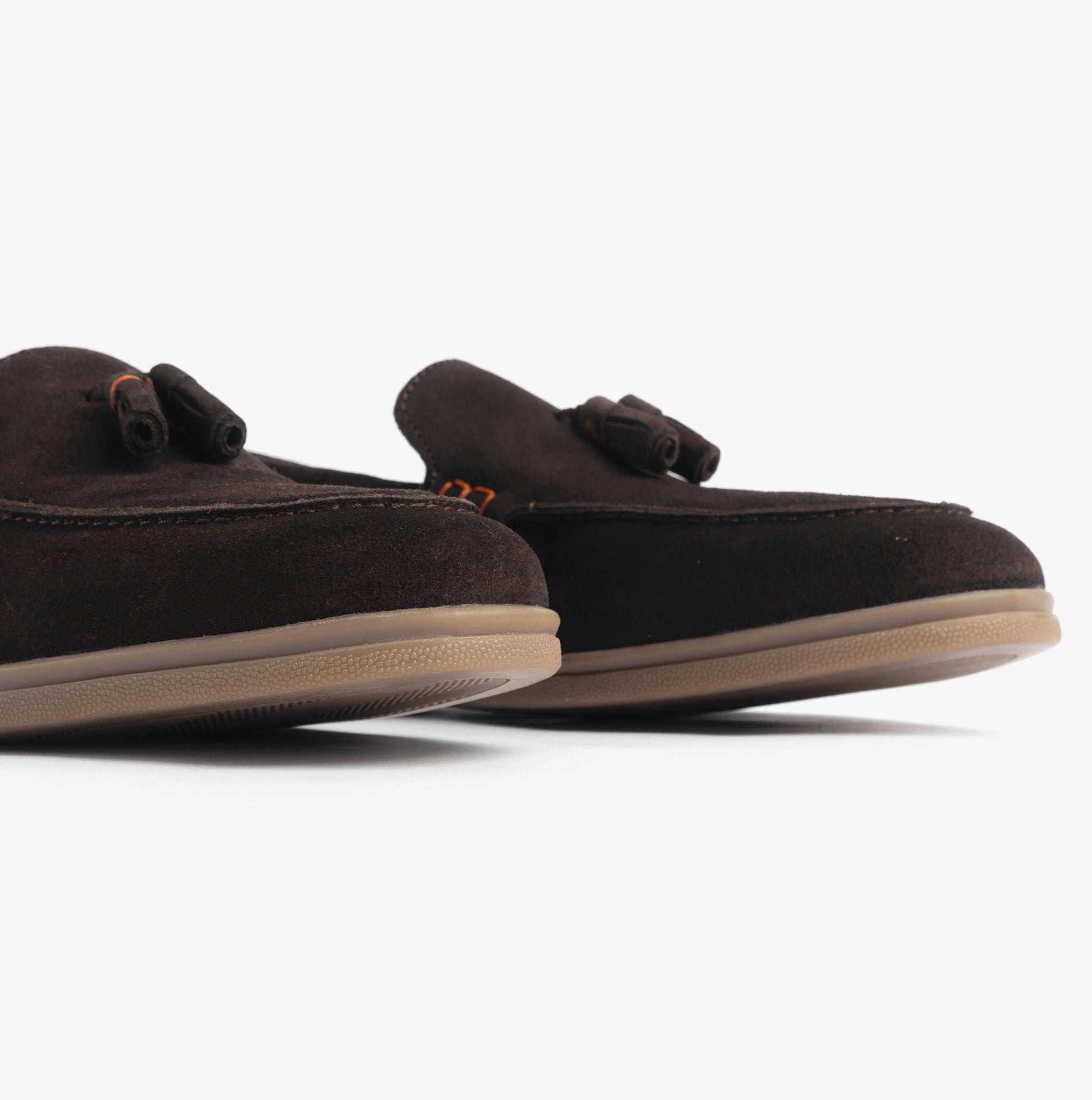 Silver Street London WEMBLEY Mens Loafers Brown side view showcasing suede upper and rubber sole.