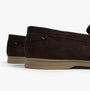 Silver Street London WEMBLEY Mens Loafers Brown side view showcasing suede upper and rubber sole.