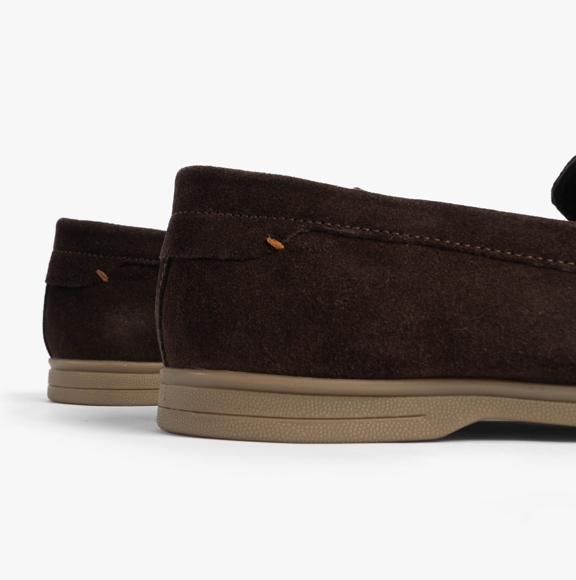 Silver Street London WEMBLEY Mens Loafers Brown side view showcasing suede upper and rubber sole.