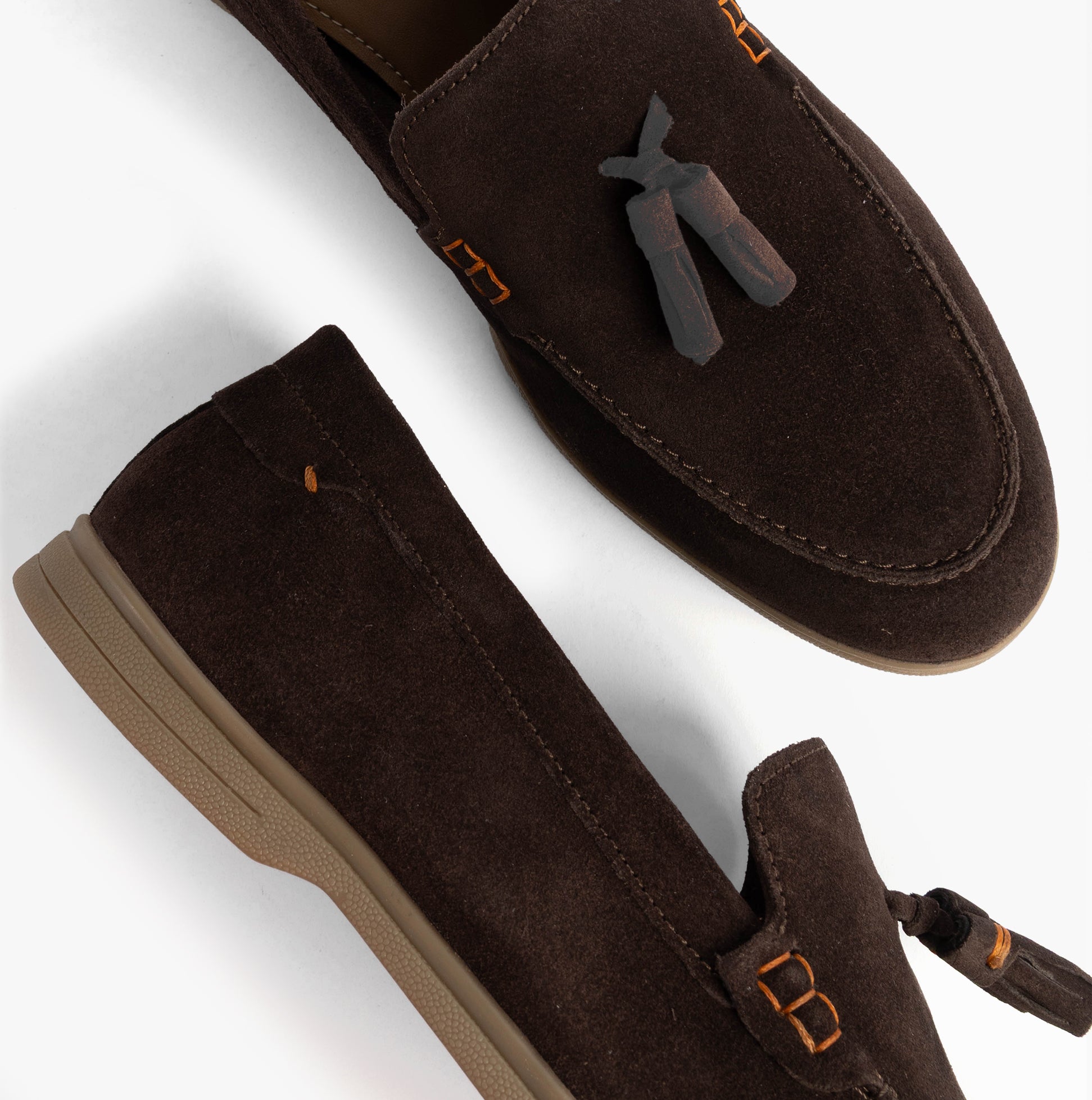 Silver Street London WEMBLEY Mens Loafers Brown top and side view showcasing suede material and slip-on design.