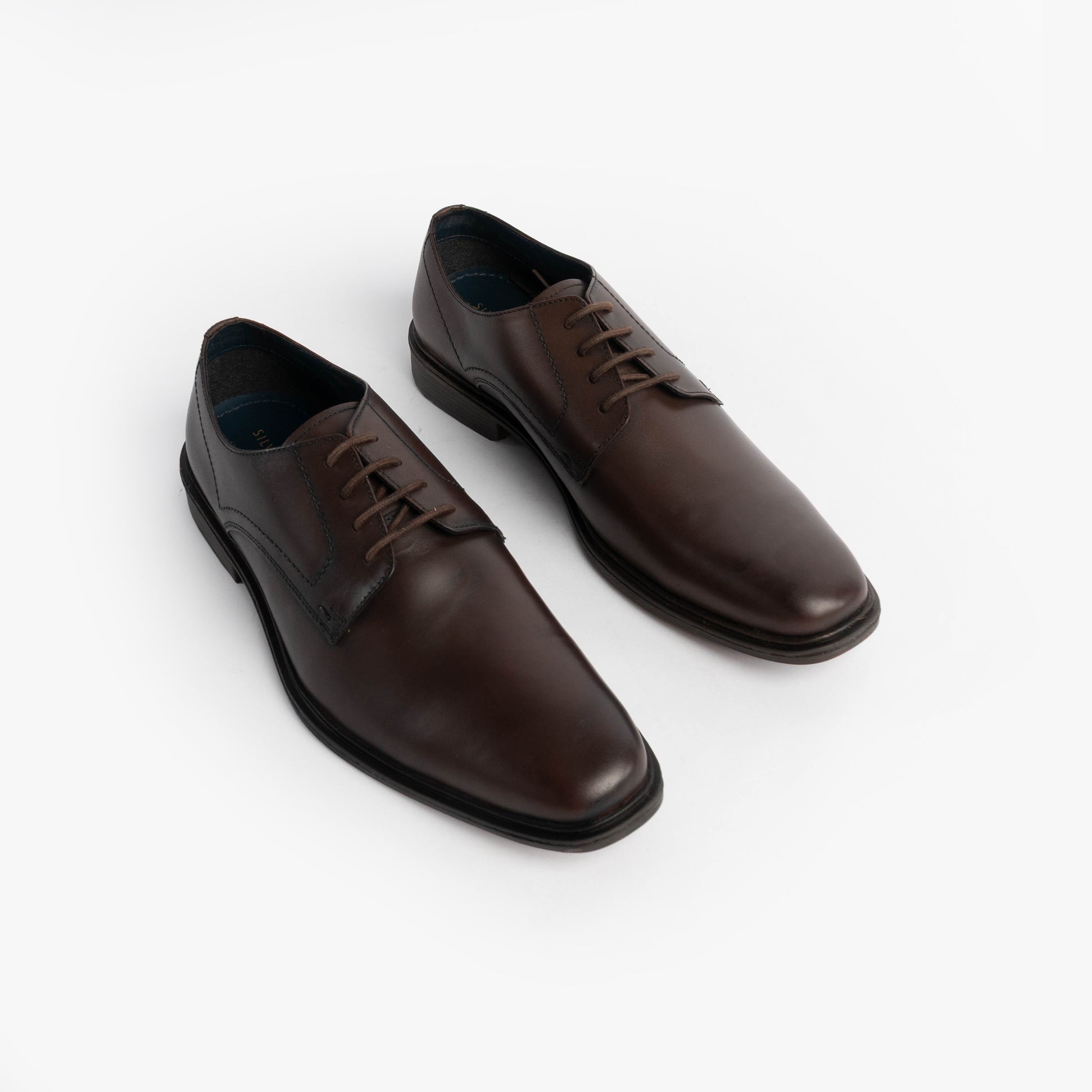 Silver Street London ALBURY Mens Shoes Brown front view showing leather upper, lace-up closure, and chisel toe shape.