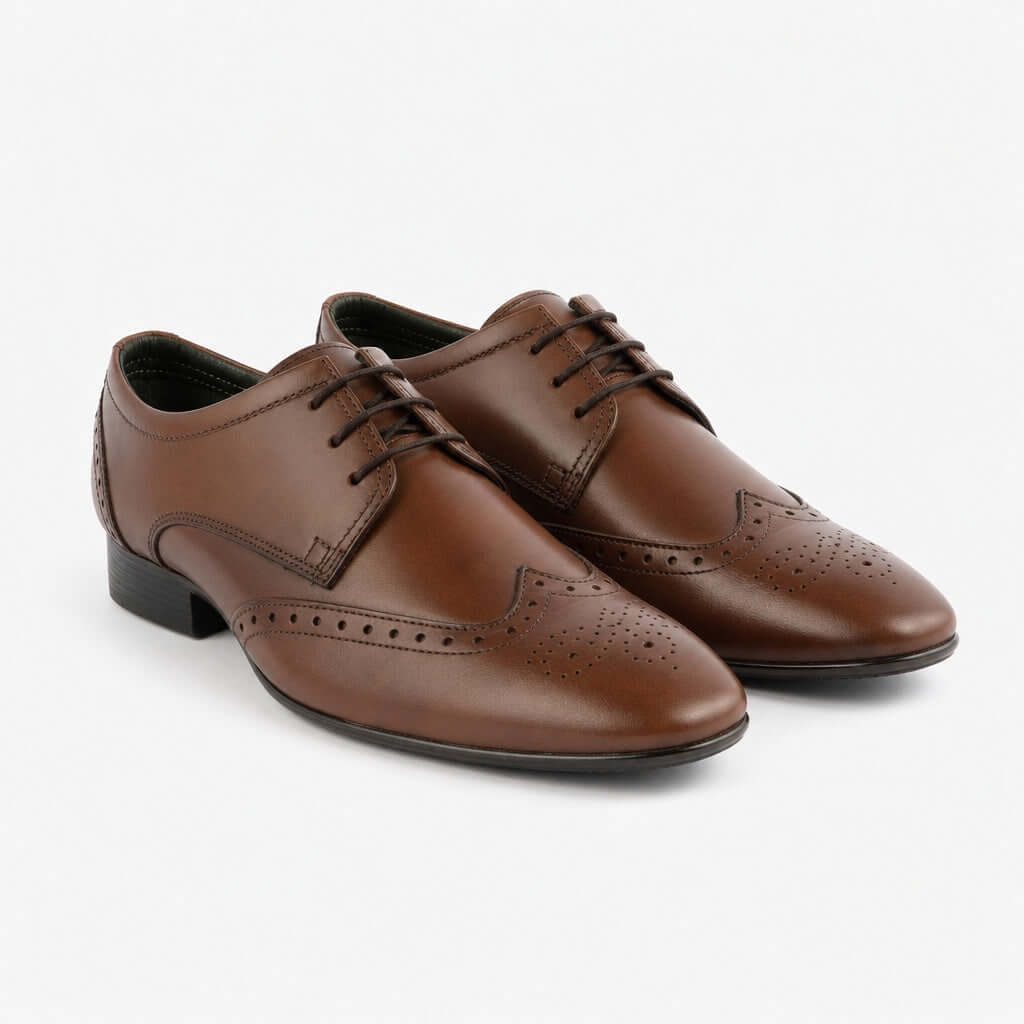 Silver Street London FLEET Mens Brogue Shoes Brown