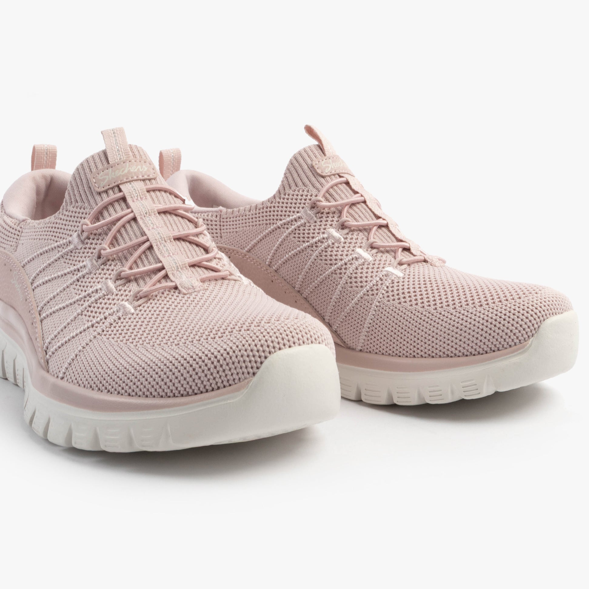 Skechers 100702/BLSH GRACEFUL - PICTURE PERFECT Womens Trainers Blush front view showing synthetic mesh upper and lace-up design.