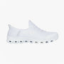 Skechers 104547/WSL GLIDE-STEP - PURSUIT Womens Trainers White/Silver side view showcasing the breathable synthetic upper.