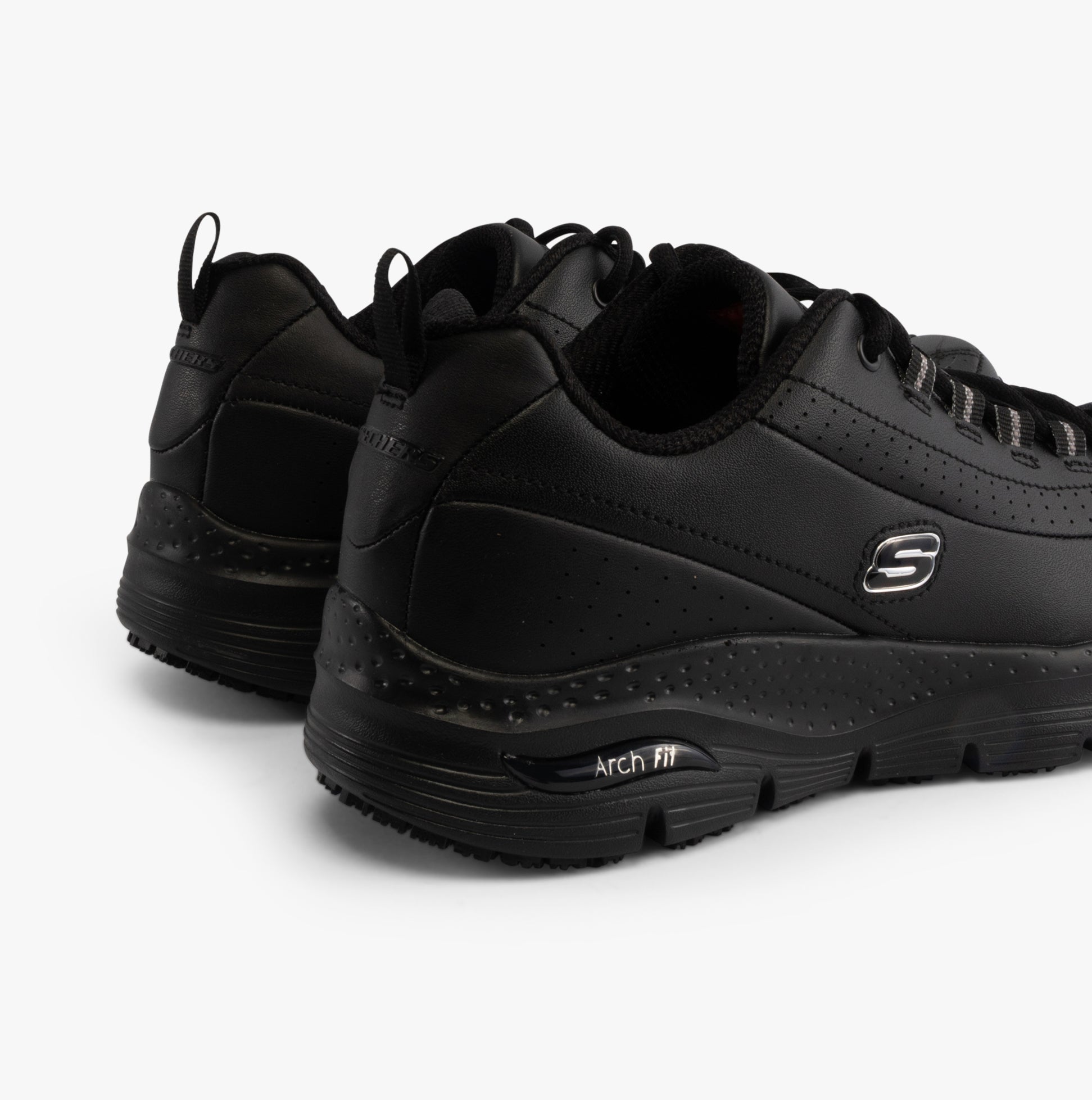 Skechers Work 108053EC ARCH FIT - TRICKELL II SR Womens Occupational Trainers Black, side view showing Arch Fit feature
