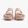 Skechers 111257/LTPK ARCH FIT UPBEAT - SUNRISE Womens Sandals Light Pink front view showing soft straps and platform heel.