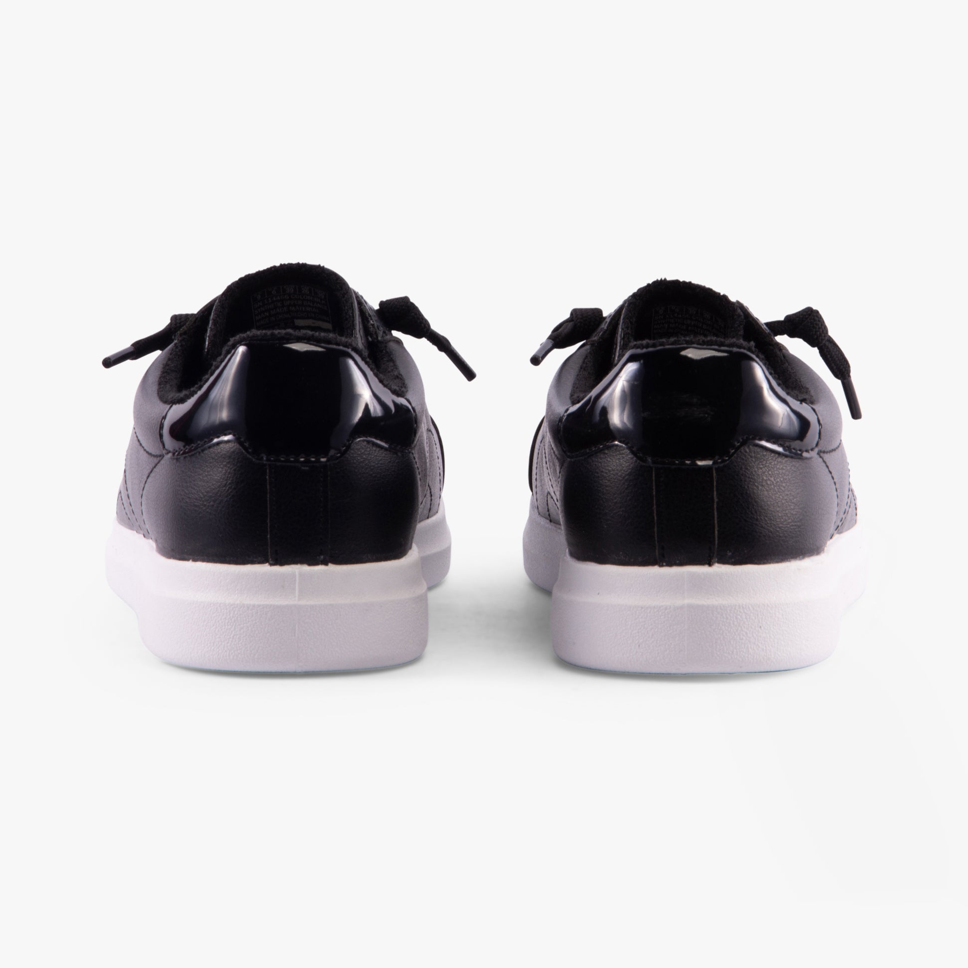 Skechers 114456/BLK BOBS D'VINE - INSTANT DELIGHT Womens Trainers Black back view showcasing sleek design and lace-up closure.