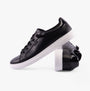 Skechers 114456/BLK BOBS D'VINE - INSTANT DELIGHT Womens Trainers Black side view with lace-up design and rubber sole.